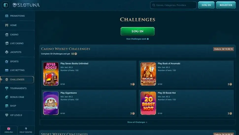 Slotuna Slot-Ansicht im Hochformat